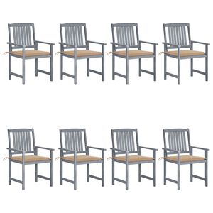 vidaXL Garden Chairs with Cushions 8 pcs Solid Acacia Wood Grey
