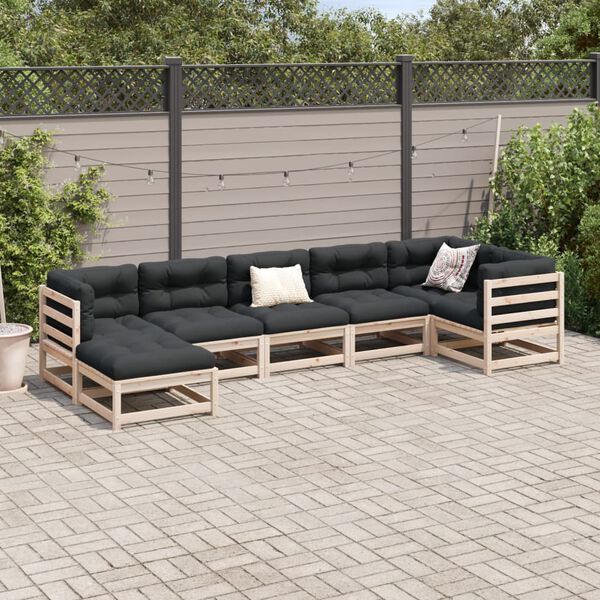 vidaXL 7 Piece Garden Sofa Set Solid Wood Pine