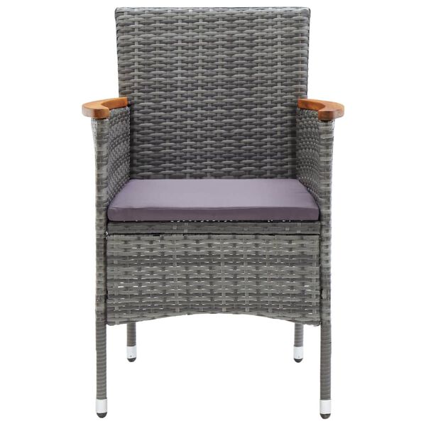vidaXL 3 Piece Bistro Set Poly Rattan and Tempered Glass Grey