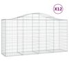 vidaXL Arched Gabion Baskets 12 pcs 200x50x100/120 cm Galvanised Iron