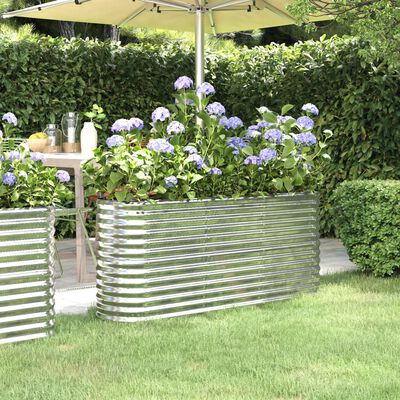 vidaXL Garden Raised Bed Powder-coated Steel 152x40x68 cm Silver