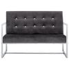 vidaXL 2-Seater Sofa with Armrests Dark grey Chrome and Velvet