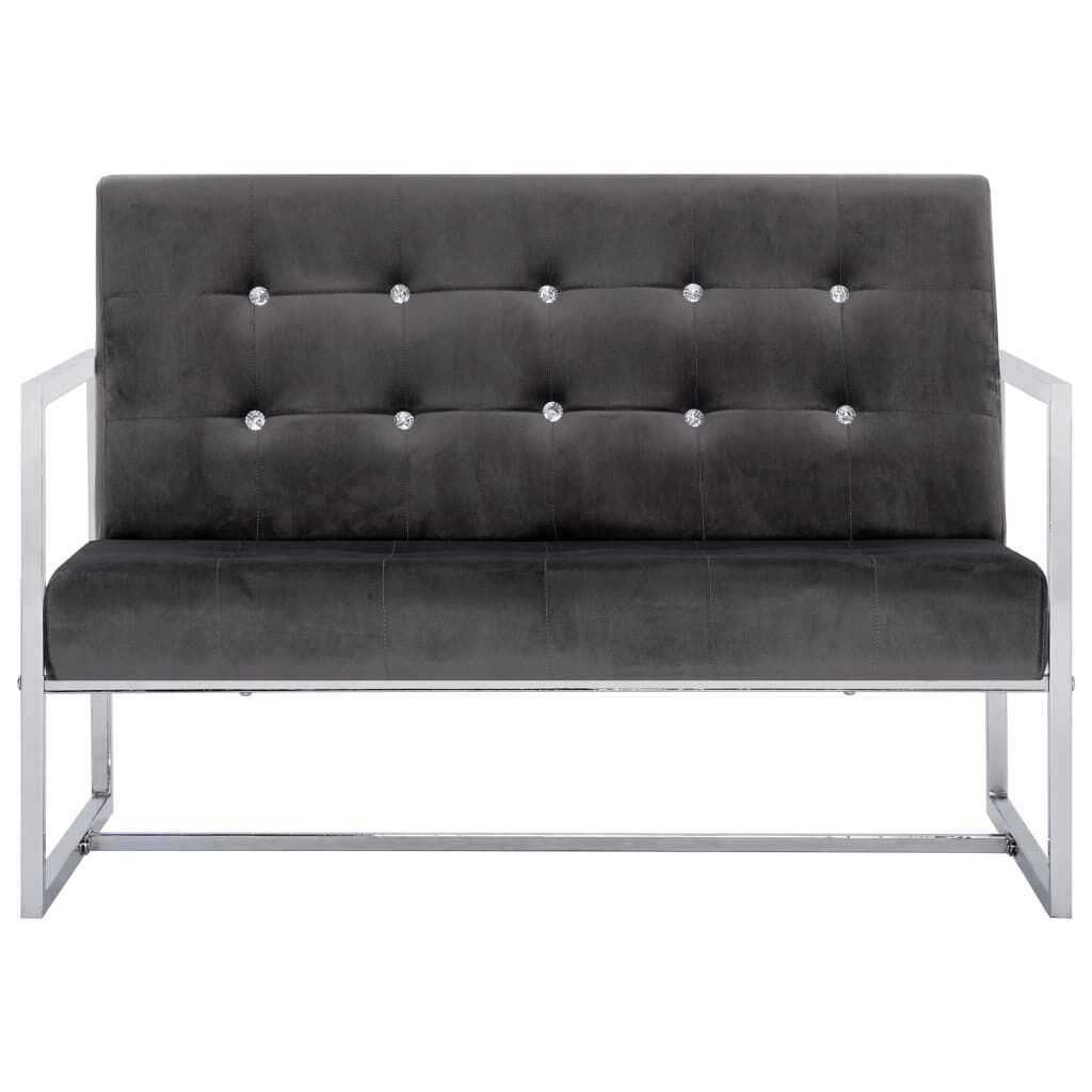 vidaXL 2-Seater Sofa with Armrests Dark grey Chrome and Velvet