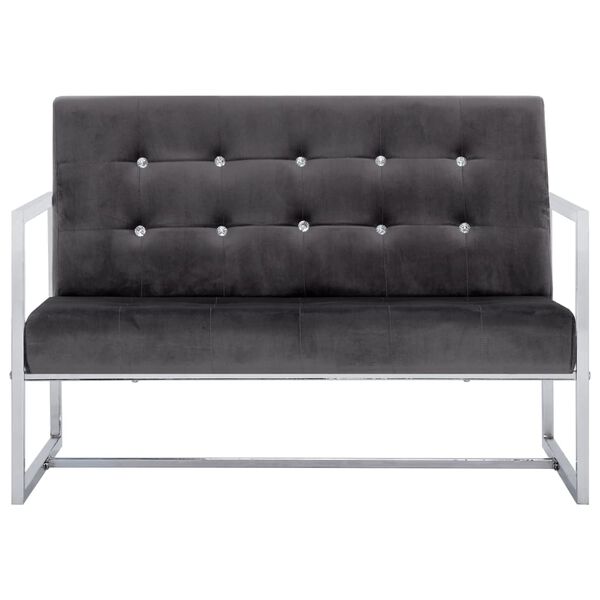 vidaXL 2-Seater Sofa with Armrests Dark grey Chrome and Velvet