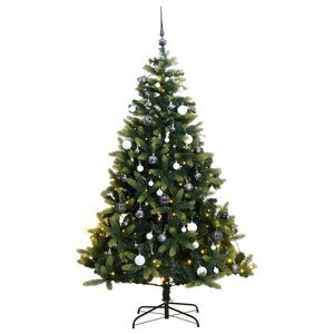 vidaXL Artificial Hinged Christmas Tree 300 LEDs & Ball Set 210 cm