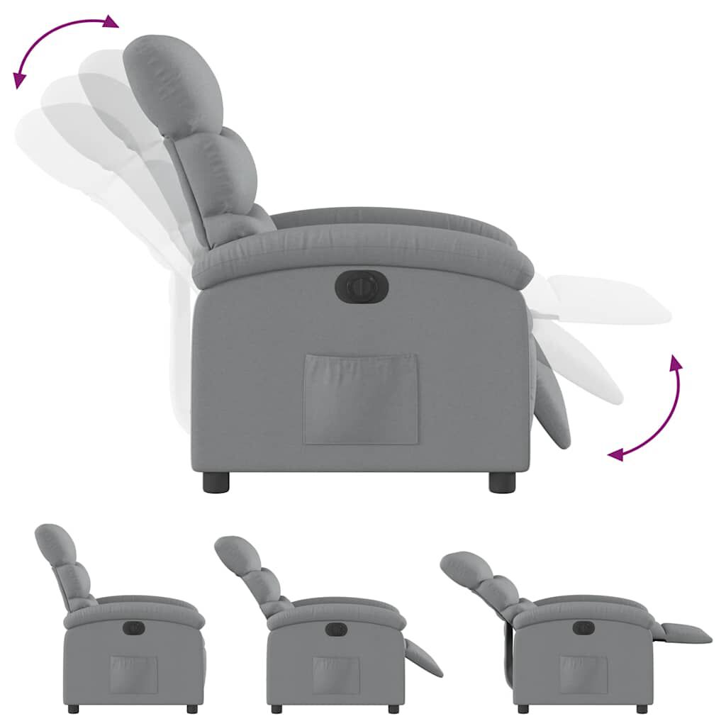 vidaXL Electric Recliner Chair Light Grey Fabric
