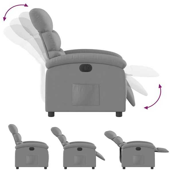 vidaXL Electric Recliner Chair Light Grey Fabric