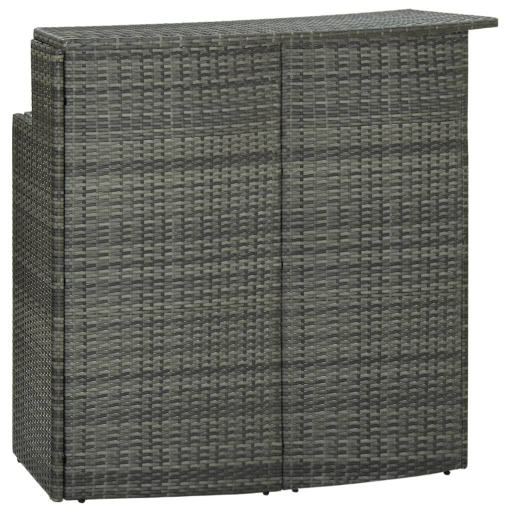 vidaXL 3 Piece Garden Bar Set with Cushions Poly Rattan Grey