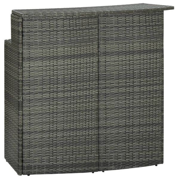 vidaXL 3 Piece Garden Bar Set with Cushions Poly Rattan Grey