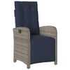 vidaXL Reclining Garden Chair with Footrest Grey Poly Rattan