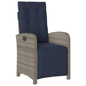 vidaXL Reclining Garden Chair with Footrest Grey Poly Rattan