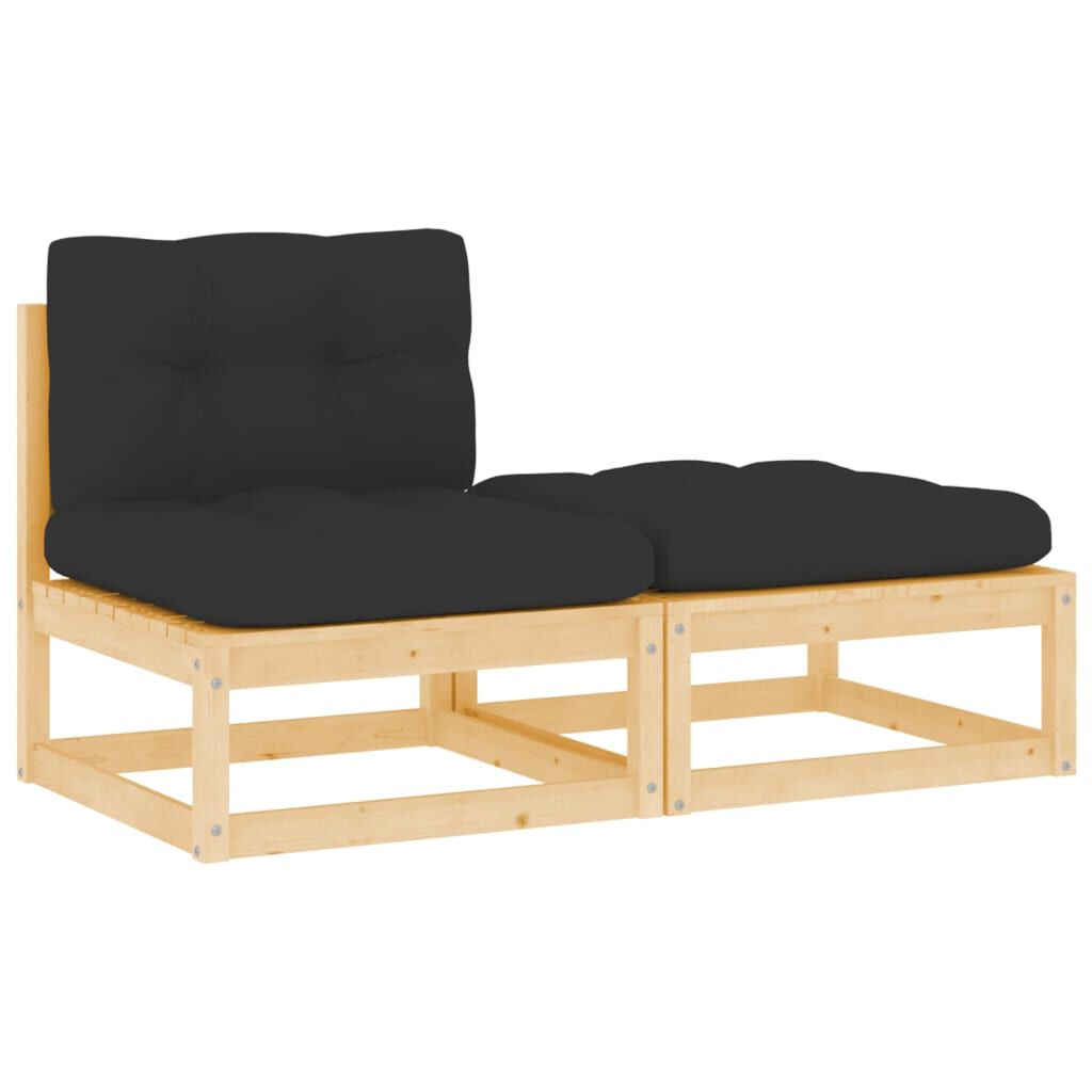 vidaXL 2 Piece Garden Lounge Set with Cushions Solid Pinewood