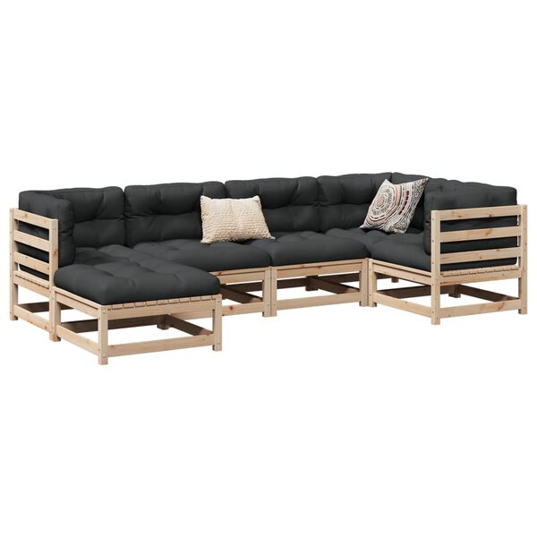 vidaXL 6 Piece Garden Sofa Set with Cushions Solid Wood Pine