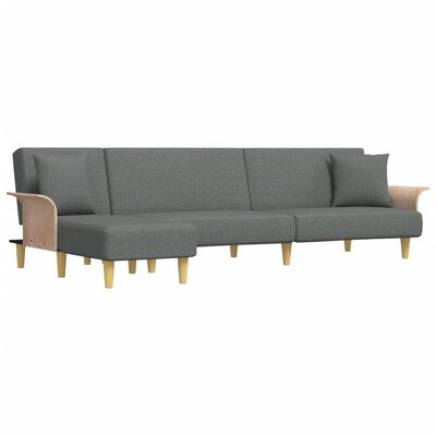 vidaXL L-shaped Sofa Bed Dark Grey 279x140x70 cm Fabric