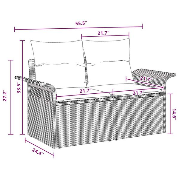 vidaXL Garden Sofa Set 8 pcs Black Poly rattan