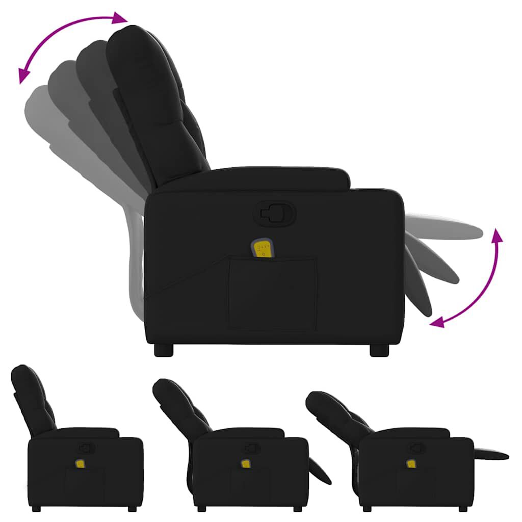 vidaXL Massage Recliner Chair Black Faux Leather