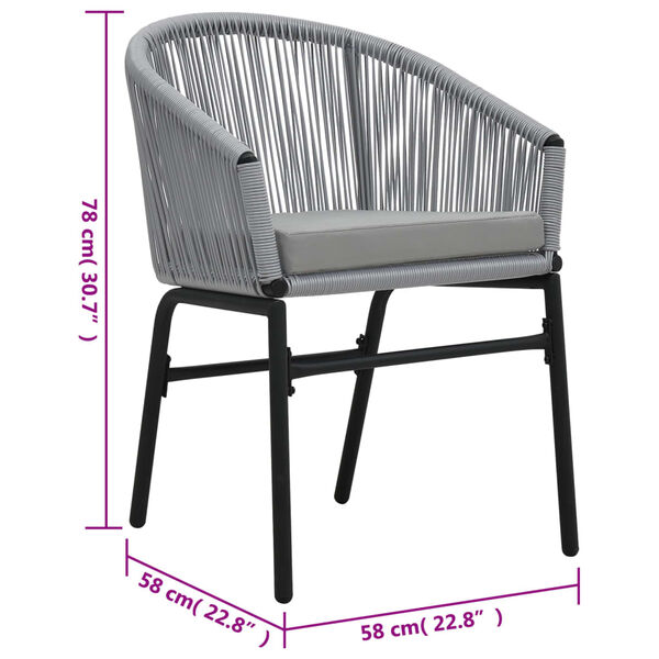 vidaXL 3 Piece Bistro Set with Cushions PE Rattan Grey