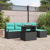 vidaXL Garden Sofa Set with Storage 6 pcs Black Poly rattan
