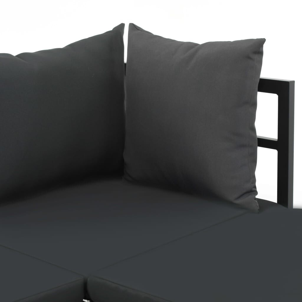 vidaXL 2 Piece Garden Corner Sofa Set with Cushions Aluminium WPC