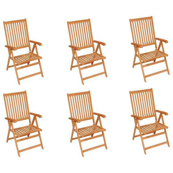vidaXL Garden Chairs 6 pcs with Anthracite Cushions Solid Teak Wood