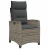 vidaXL Reclining Garden Chair with Side Table Grey Poly Rattan