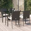 vidaXL 5 Piece Garden Dining Set with Cushions Black Poly Rattan