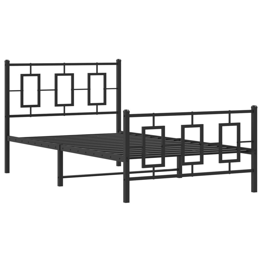 vidaXL Metal Bed Frame without Mattress with Footboard Black 100x200cm