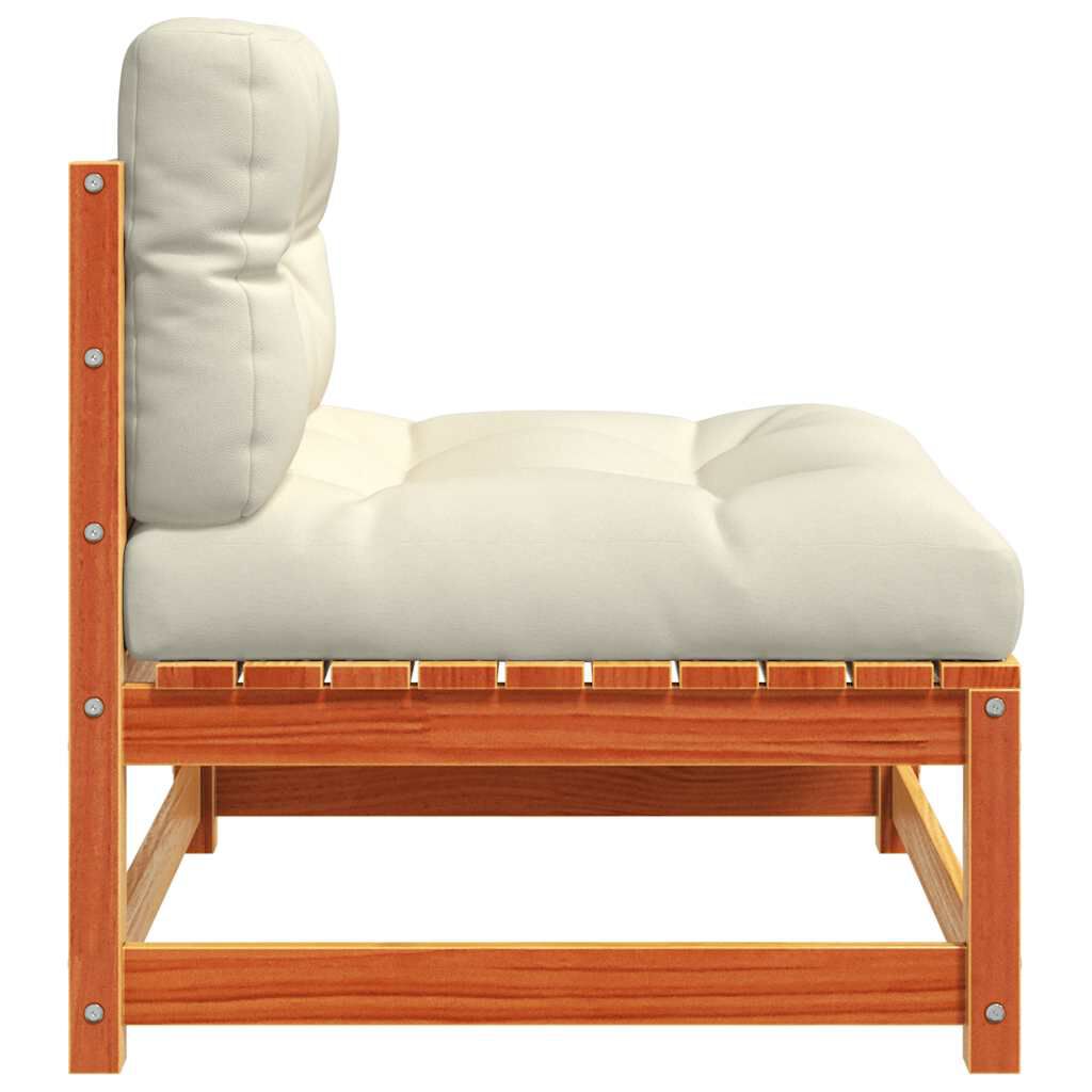 vidaXL Garden Sofa Armless with Cushions Wax Brown Solid Wood Pine