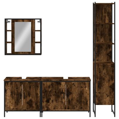 vidaXL 4 Piece Bathroom Cabinet Set Smoked Oak Engineered Wood