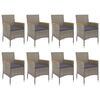 vidaXL 9 Piece Garden Dining Set with Cushions Grey Poly Rattan