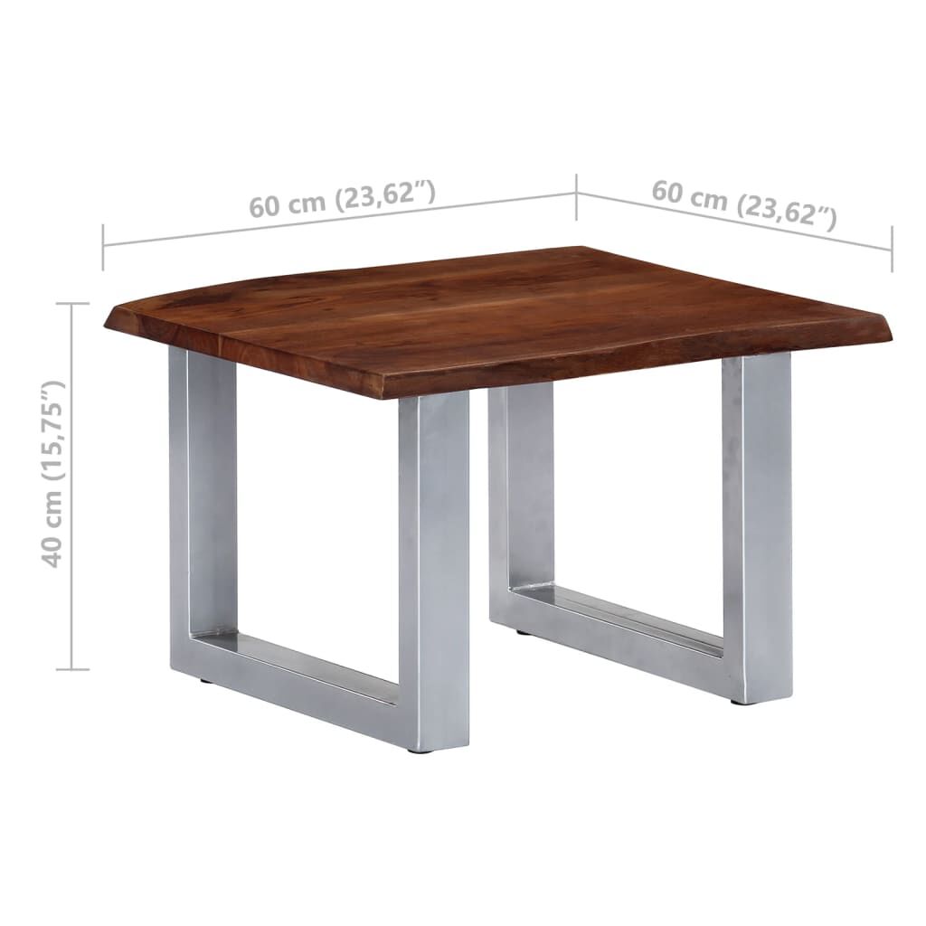 vidaXL Coffee Table with Live Edges 60x60x40 cm Solid Acacia Wood