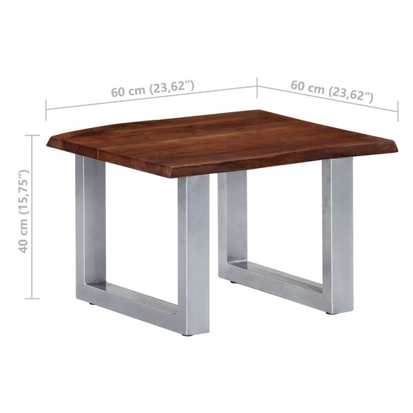 vidaXL Coffee Table with Live Edges 60x60x40 cm Solid Acacia Wood