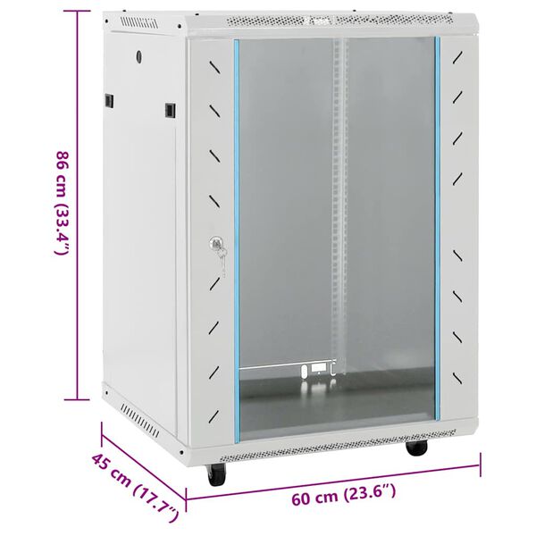 vidaXL 15U Network Cabinet 19" IP20 Grey 60x45x86 cm