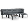 vidaXL 6 Piece Garden Lounge Set Black and Grey Poly Rattan