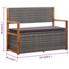 vidaXL Storage Bench 115 cm Poly Rattan and Solid Acacia Wood Grey