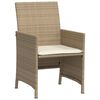 vidaXL 3 Piece Bistro Set with Cushions Beige Poly Rattan