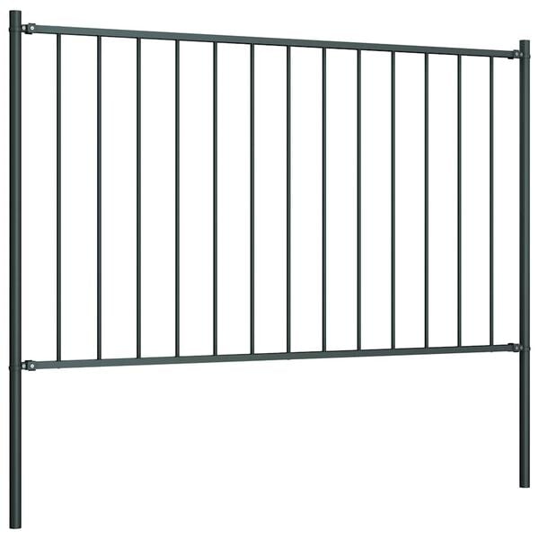 vidaXL Fence Panel with Posts Powder-coated Steel 1.81x0.75 m Anthracite