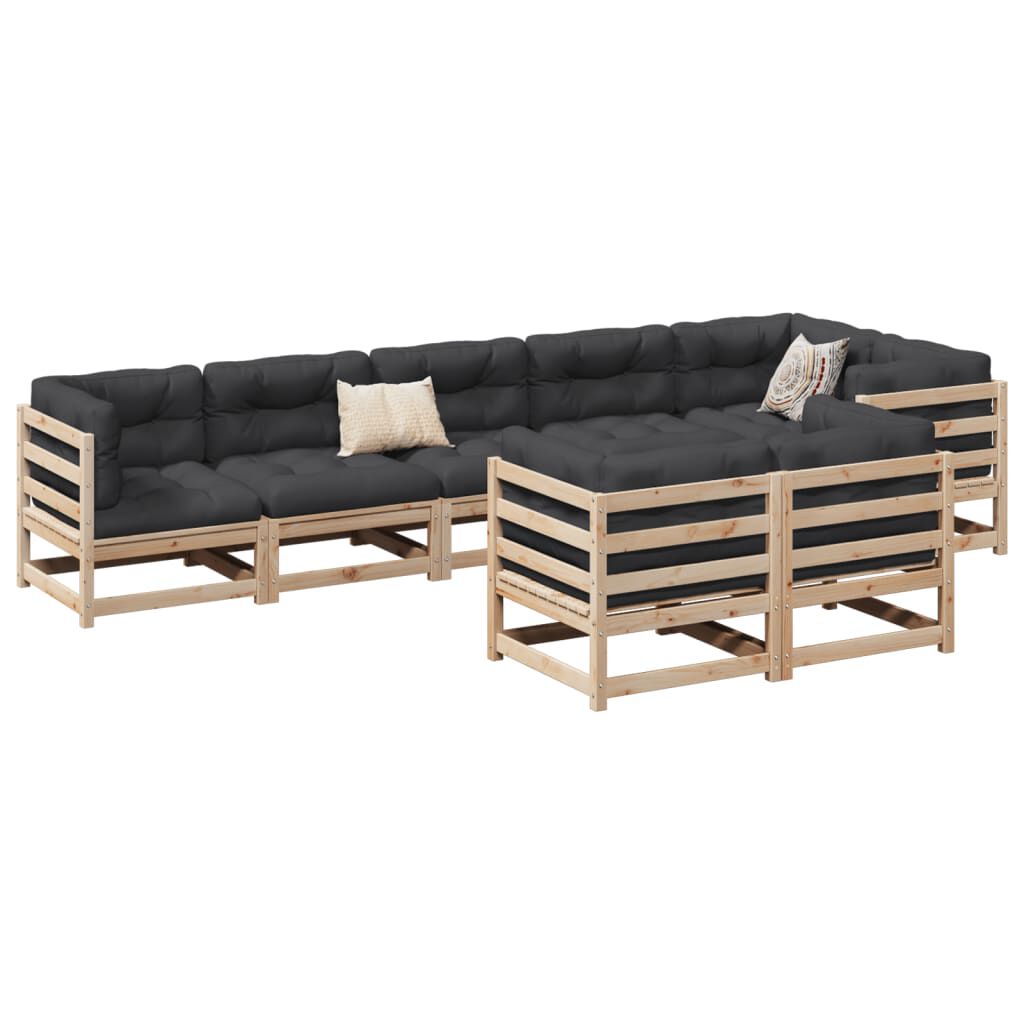vidaXL 8 Piece Garden Sofa Set with Cushions Solid Wood Pine