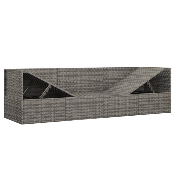 vidaXL Outdoor Lounge Bed with Cushions Grey Poly Rattan