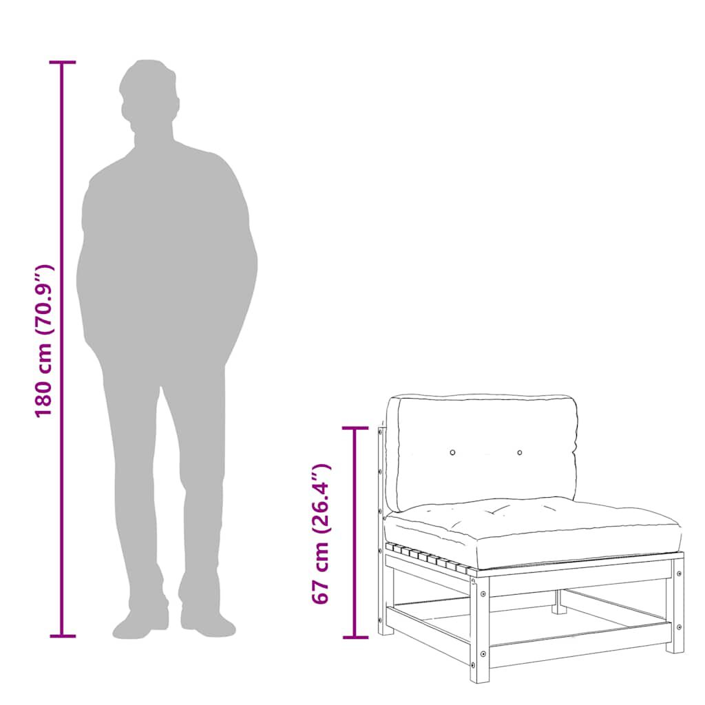 vidaXL Garden Sofa Armless with Cushions and Footstools