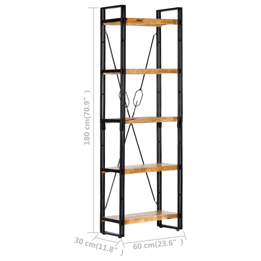 vidaXL 5-Tier Bookcase 60x30x180 cm Solid Mango Wood