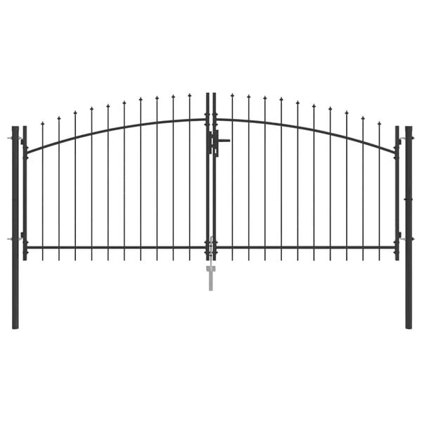 vidaXL Garden Gate with Lock Grey 125 x 300 cm Steel