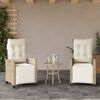 vidaXL Reclining Garden Chairs 2 pcs with Footrest Beige Poly Rattan