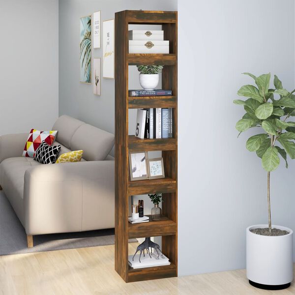 vidaXL Book Cabinet/Room Divider Smoked Oak 40x30x198 cm
