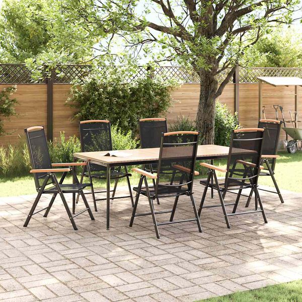 vidaXL Folding Garden Chairs 6 pcs Textilene Black