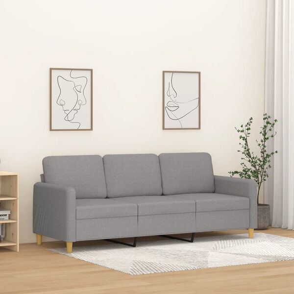 vidaXL 3-Seater Sofa Light Grey 180 cm Fabric