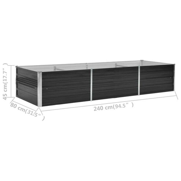 vidaXL Garden Raised Bed Anthracite 240x80x45 cm Galvanised Steel