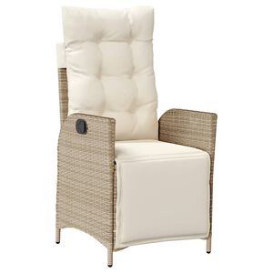 vidaXL Reclining Garden Chair with Footrest Beige Poly Rattan