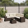vidaXL 6 Piece Garden Sofa Set with Cushions Brown Poly Rattan