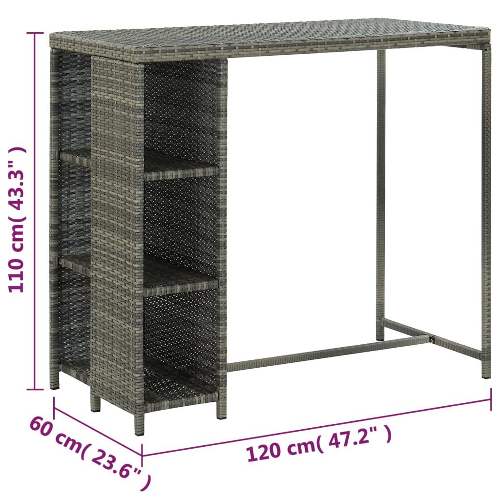 vidaXL 5 Piece Garden Bar Set with Cushions Poly Rattan Grey